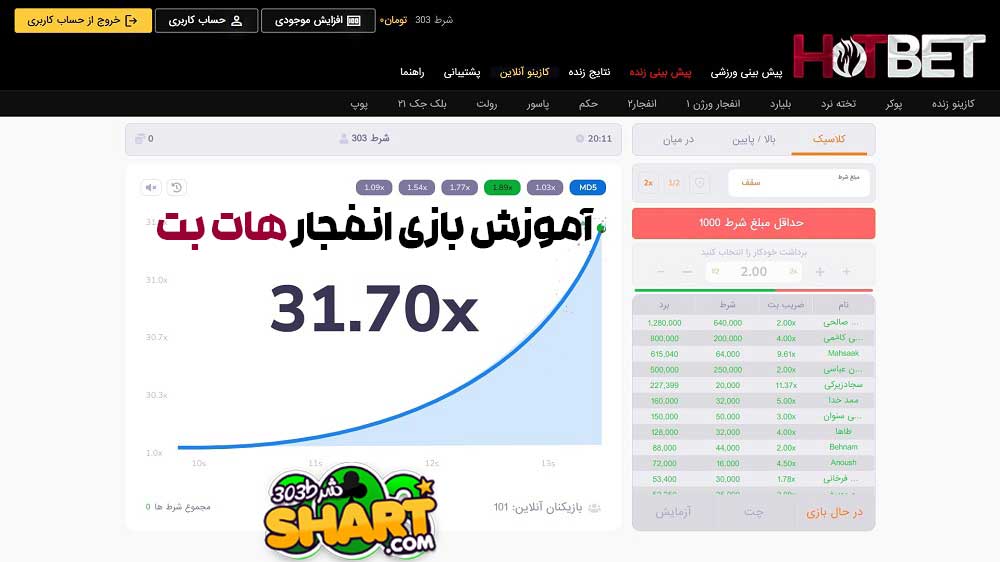 آموزش بازی انفجار هات بت