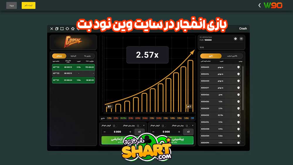 بازی انفجار در سایت وین نود بت